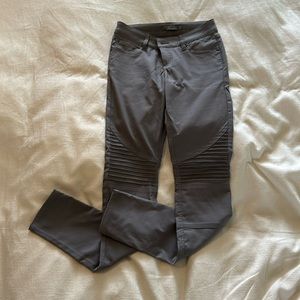 Fitted, grey Prana brand hiking, casual pants.